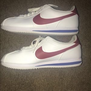 Nike Cortez white red and blue